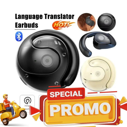 Auriculares traductores inteligentes: traducen más de 100 idiomas en tiempo real, ideales para viajes, negocios y reuniones. Incluyen asistente de voz e intercomunicador.