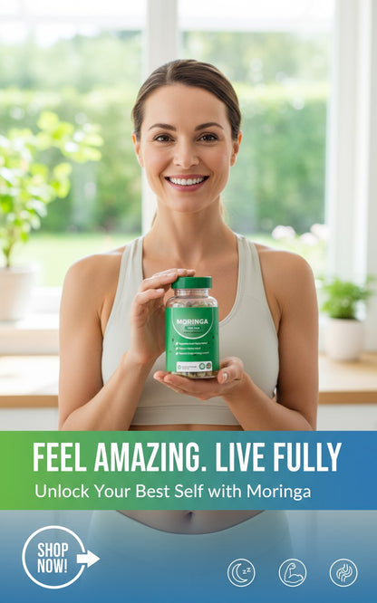 Cápsulas de moringa, cápsulas de polvo de moringa pura - 800 mg de moringa rica en nutrientes- Promueve la energía, el bienestar intestinal