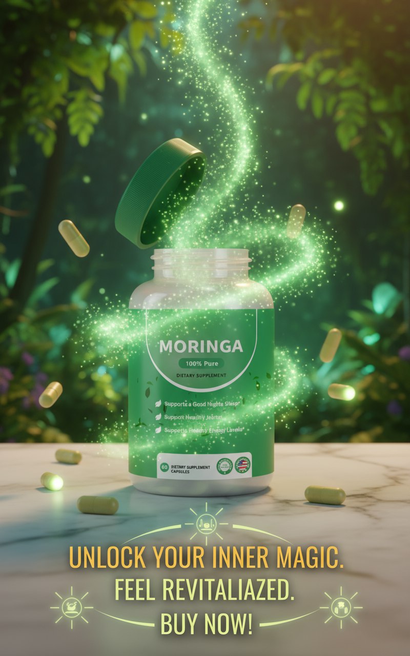 Cápsulas de moringa, cápsulas de polvo de moringa pura - 800 mg de moringa rica en nutrientes- Promueve la energía, el bienestar intestinal