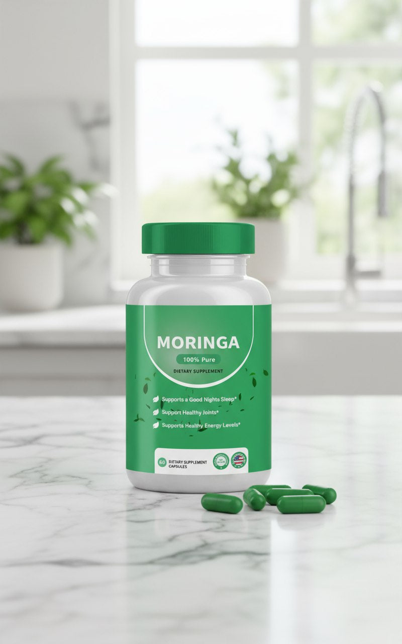 Cápsulas de moringa, cápsulas de polvo de moringa pura - 800 mg de moringa rica en nutrientes- Promueve la energía, el bienestar intestinal
