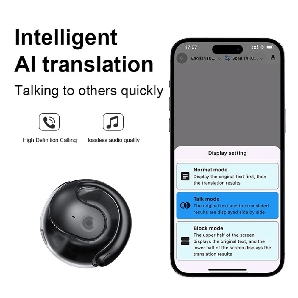 Wireless BT AI Real-time Voice Translation Earphones 144 Languages Smart Ear Headphone Translator for Business Travel Learning