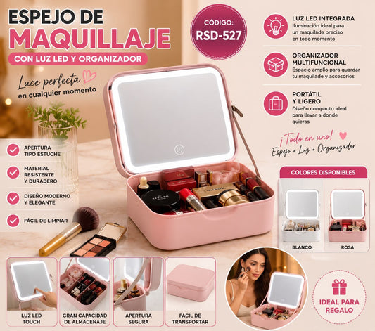 Organizador de Maquillaje con Espejo LED