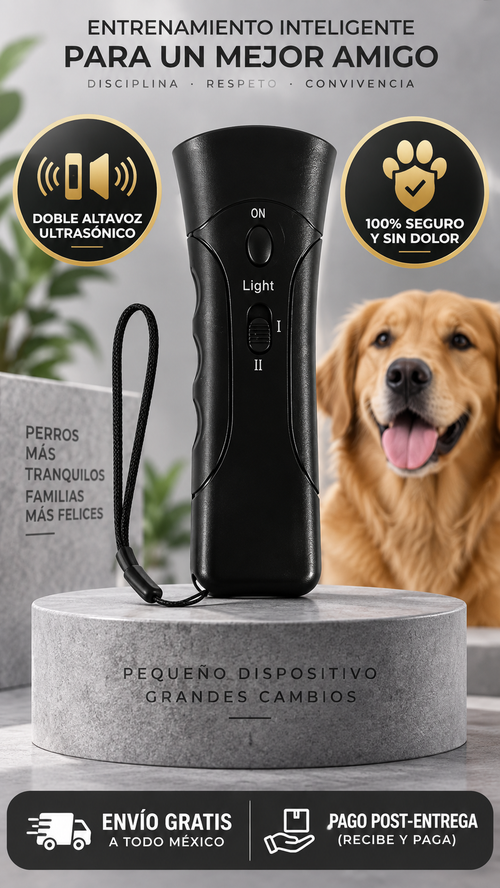 Ahuyentador - Entrenador Ultrasónico Doble para perros: Paz en Hogar y Paseos Seguros