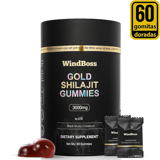 WindBoss Gold Shilajit Gummies – 3000mg de Energía del Himalaya  (Grado Oro)✨🏔️