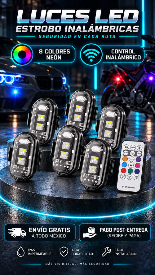 PACK x 6 de Luces LED Estroboscópicas Inalámbricas: Personalización Total y Máximo Estilo Nocturno