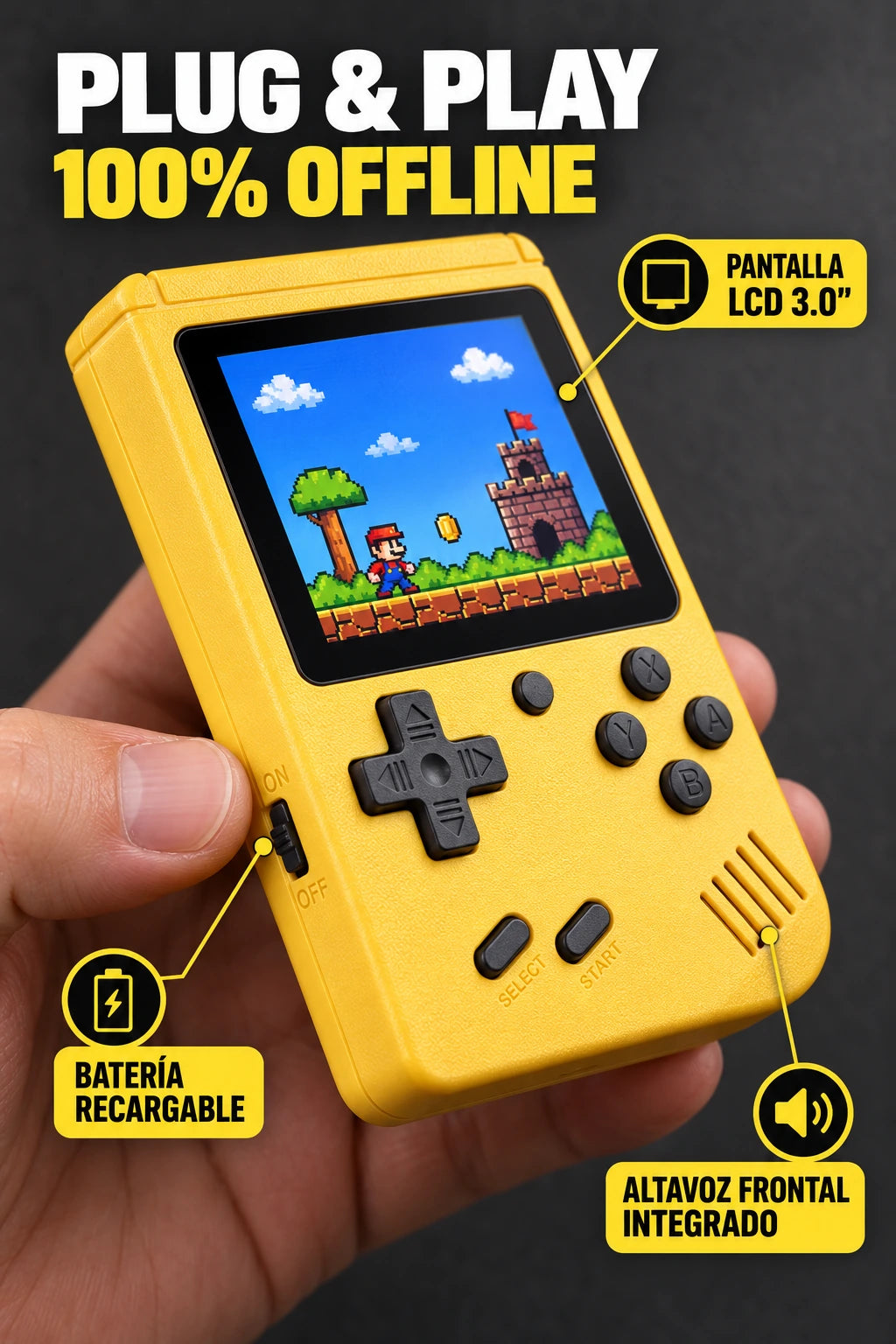 Consola retro amarilla plug and play offline