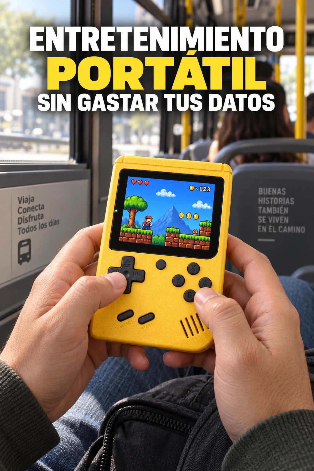 Consola retro amarilla portátil sin gastar datos