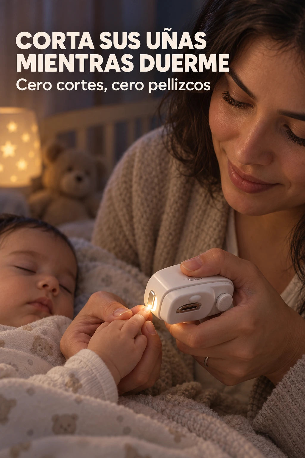 Cortaúñas eléctrico para bebé mientras duerme