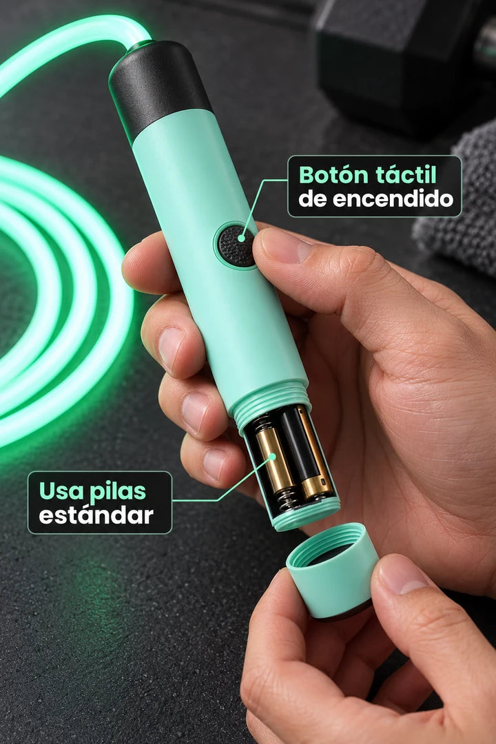 Compartimento de pilas y botón del mango