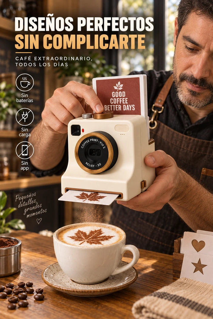 Decorador de café mecánico blanco - diseños perfectos sin complicarte