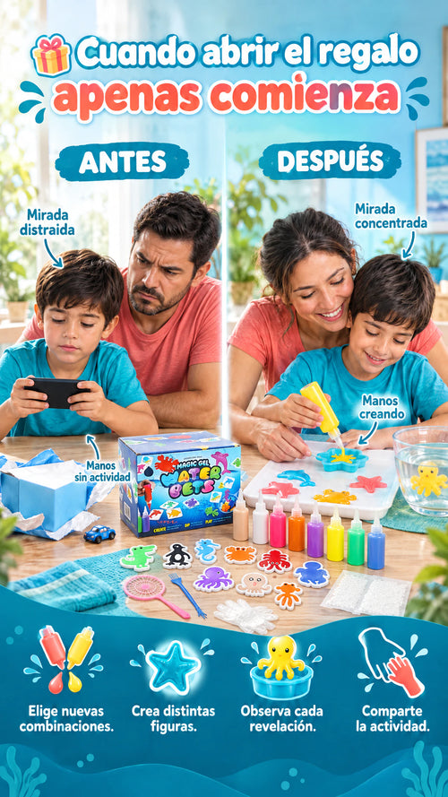 Kit de figuras de gel con olla de luz y sonido — Cambia tiempo de celular por una actividad de creación, atención y descubrimiento