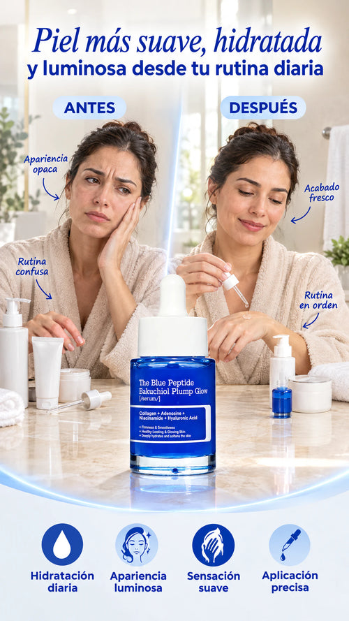 Sérum Facial de Péptidos de Cobre Azul + Bakuchiol — Ayuda a mantener una piel hidratada, suave y luminosa