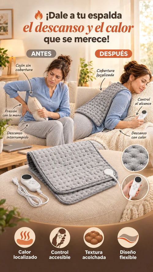 Almohadilla Térmica Eléctrica — Calor Reconfortante para Espalda y Zona Lumbar