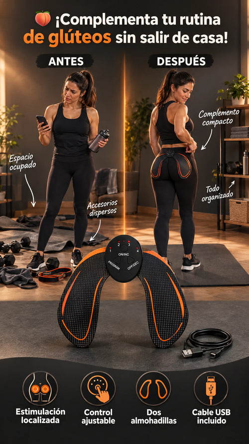 Entrenador de glúteos con control ajustable — Complementa tu rutina localizada cómodamente desde casa