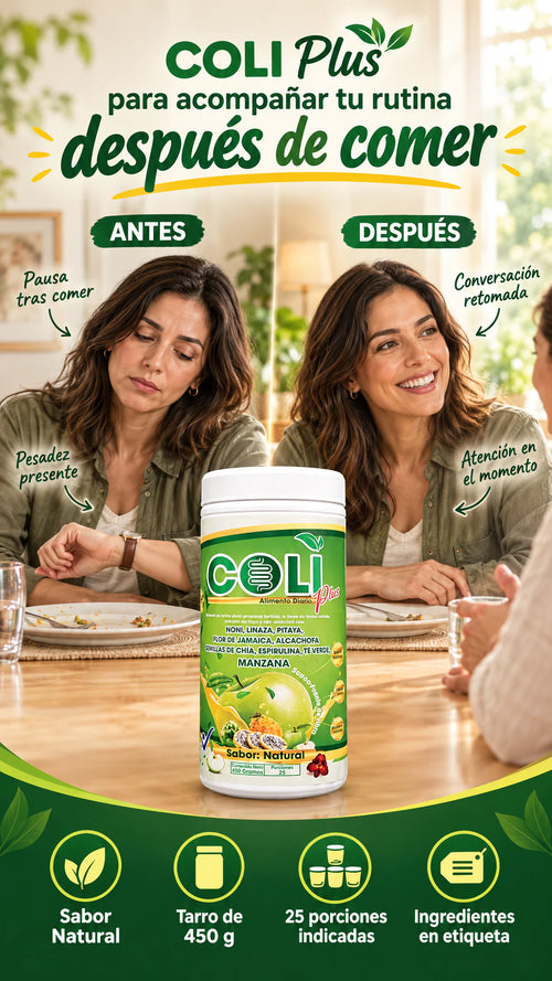 COLI Plus sabor Natural — mezcla alimenticia con linaza y chía para complementar tu rutina de bienestar digestivo