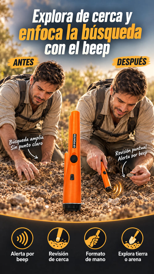 Detector pinpointer GP-POINTER con alerta por beep — Revisa de cerca y ubica el punto metálico con más precisión