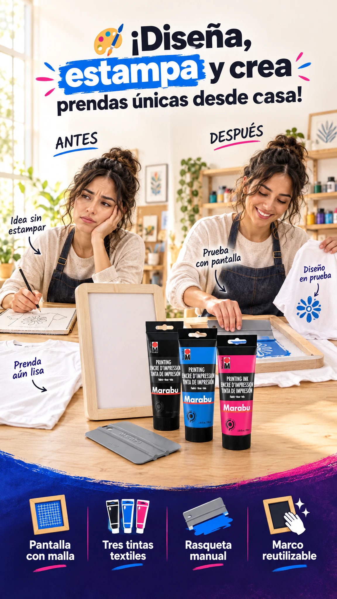 Kit de Serigrafía Marabu — Crea y Personaliza tus Propios Diseños en Tela
