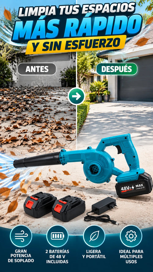 Sopladora Inalámbrica de 48 V — Limpia exteriores con mayor facilidad