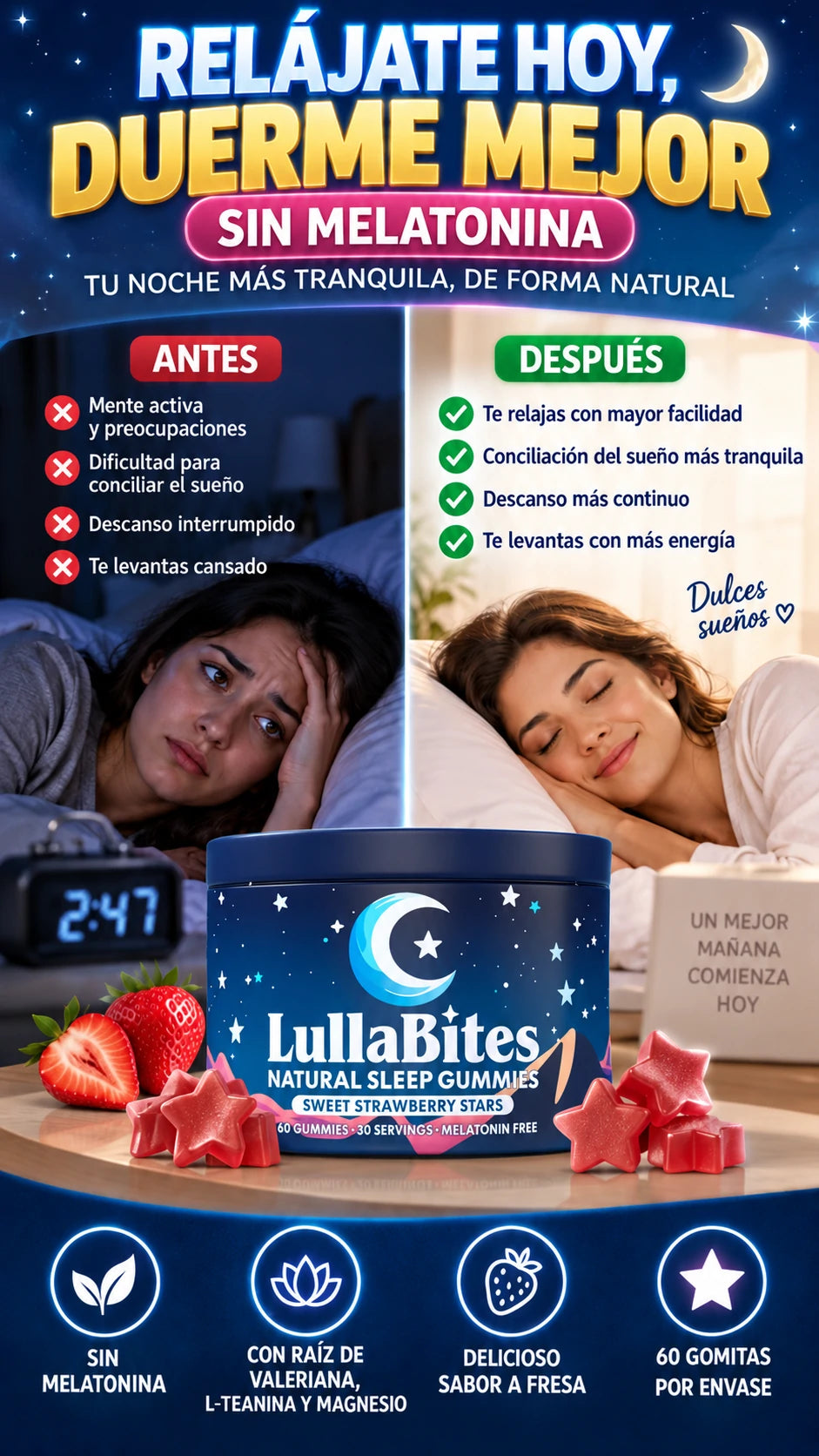 Gomitas para el Descanso sin Melatonina — Relájate antes de dormir