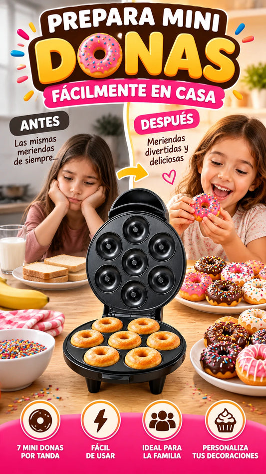 Máquina Eléctrica para 7 Mini Donas — Prepara mini donas fácilmente en casa