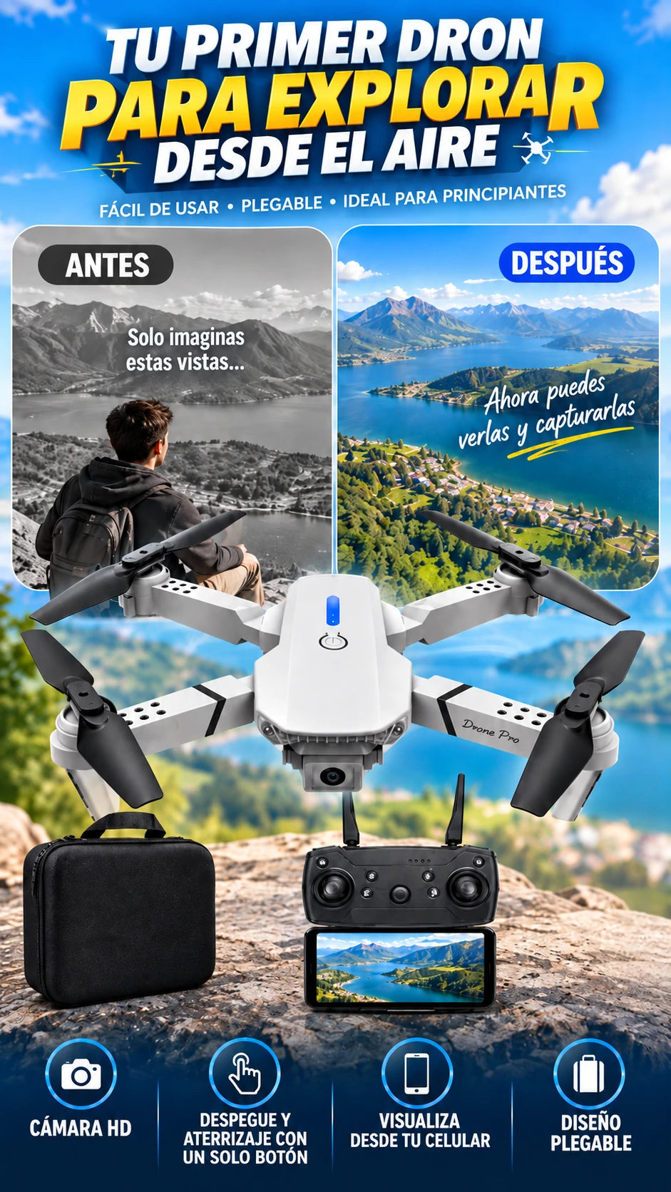 Drone Plegable — Aprende a volar y grabar desde el aire