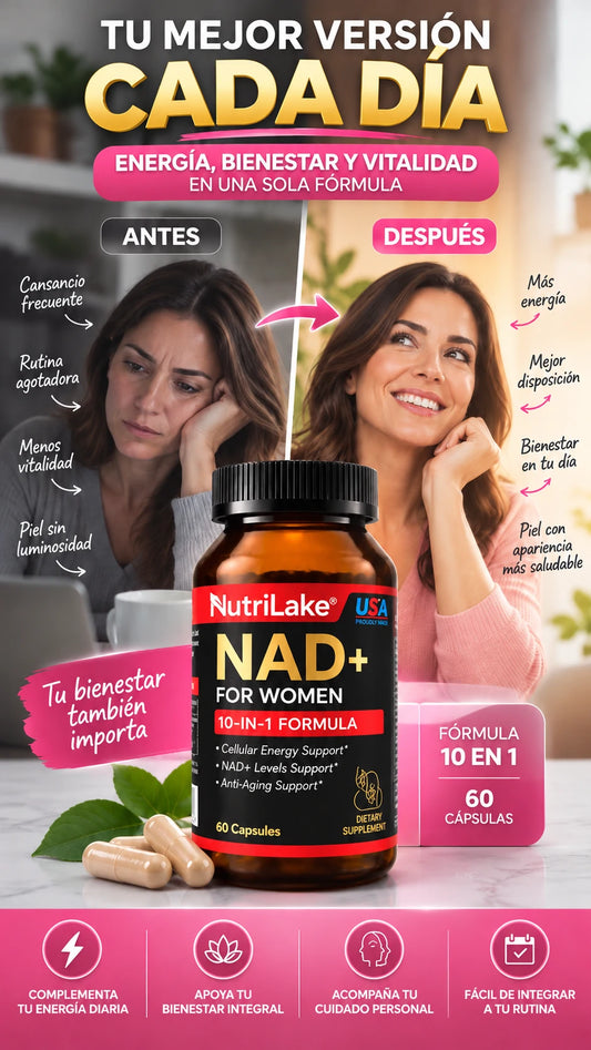 Suplemento NAD+ para Mujer 10 en 1 — Complementa tu rutina de bienestar