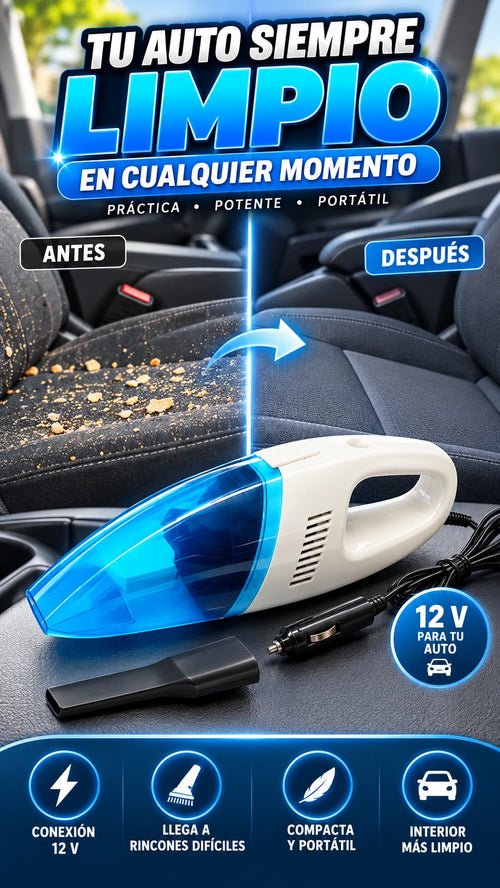 Aspiradora Portátil para Auto 12 V — Limpia rincones con mayor facilidad