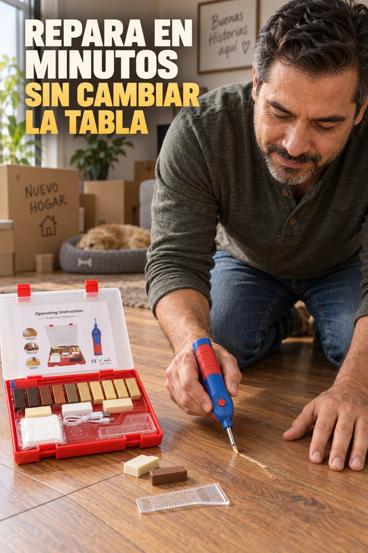 Aplicación del kit reparador sobre piso laminado