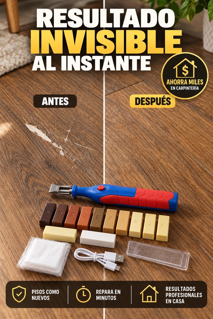 Comparación antes y después de reparar piso laminado