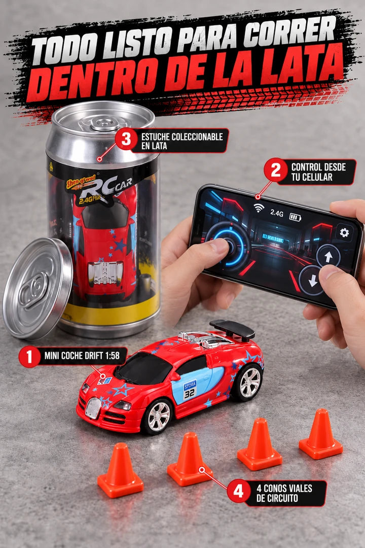 Contenido del kit micro coche RC en lata