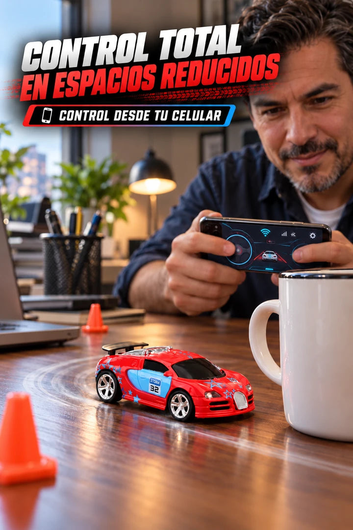 Presentación de uso y control del micro coche rojo