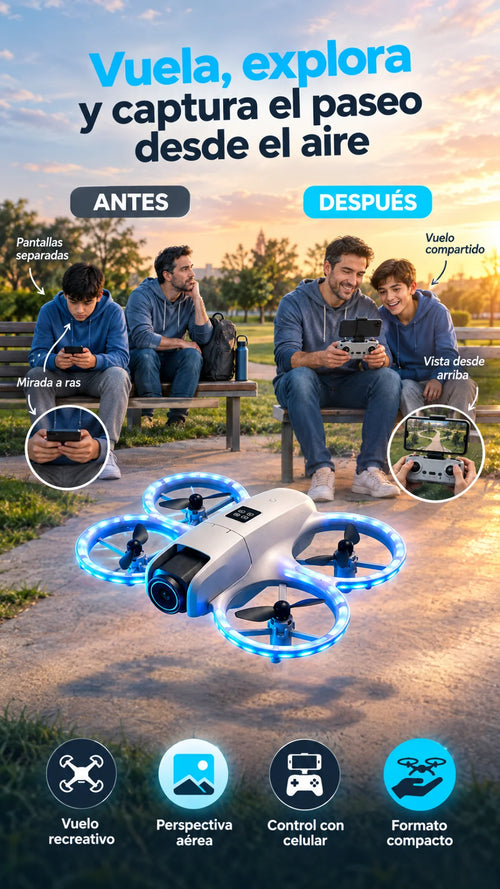 Mini dron GT3 plegable con doble cámara — Vuela, explora y captura perspectivas desde el aire