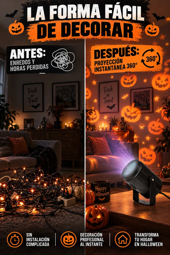 Proyector Halloween - antes y después