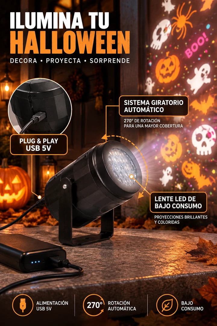 Proyector Halloween - sistema giratorio USB