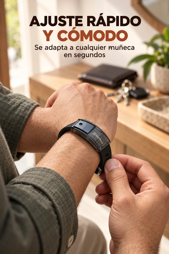 Pulsera ajustable colocada en la muñeca