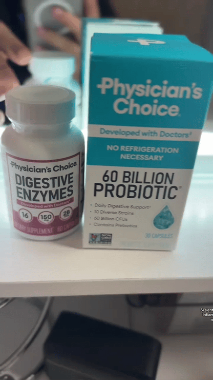 Paquete óptimo de salud intestinal: 60 mil millones de probióticos + enzimas digestivas para comodidad digestiva y apoyo inmunológico