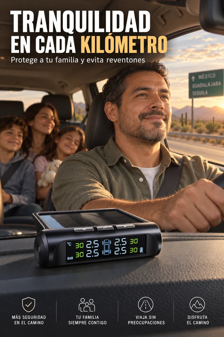 Monitor solar TPMS y conducción familiar segura