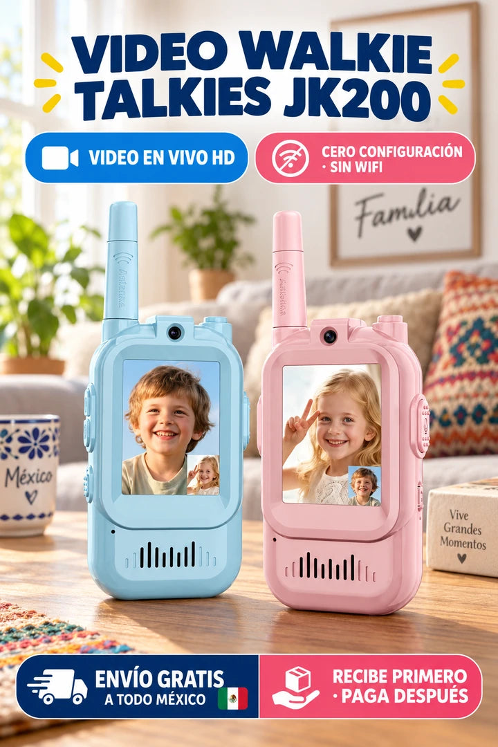 Video walkie talkies JK200 azul y rosa, presentación